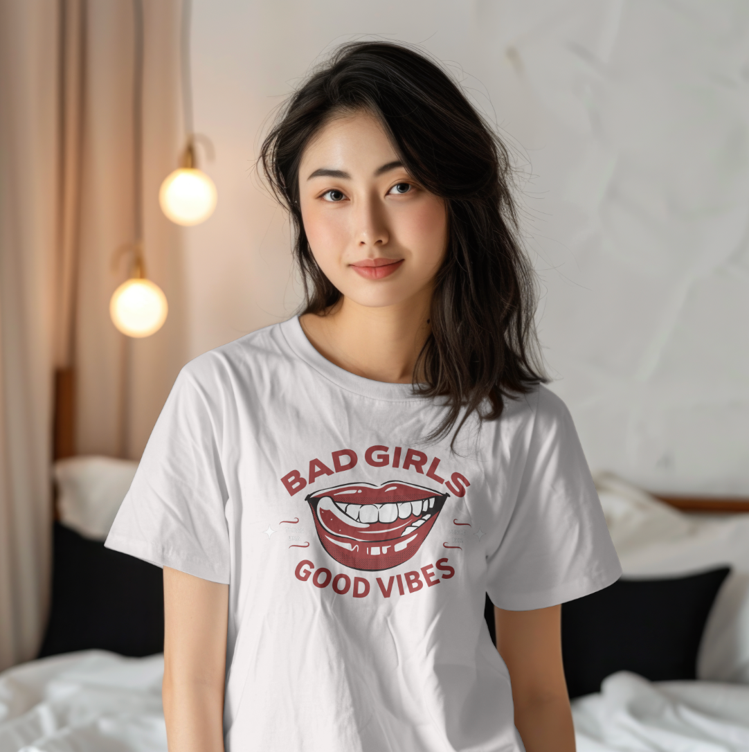 bad girls good vibes personalisiertes T-Shirt bedrucken Statement Unisex
